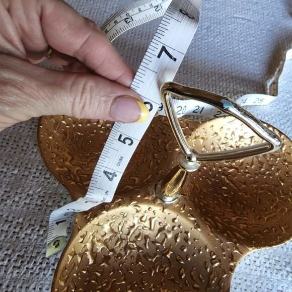 Vintage Mid Century Hand Painted 22K Weeping Gold Three Section Candy/Nut Tray - Picture 8 of 8